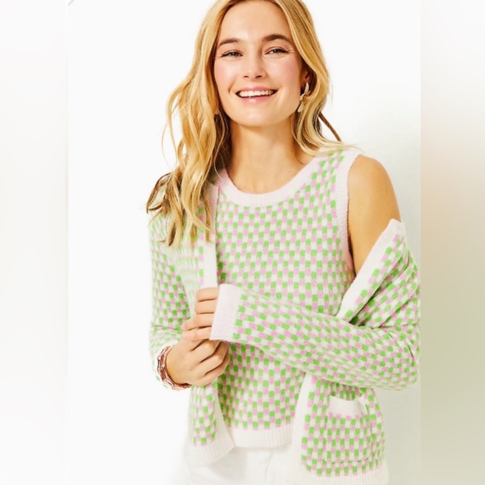 Lilly Pulitzer Viera Orb Knit cardigan and sweater vest 2 pc set. Size XS #1038
